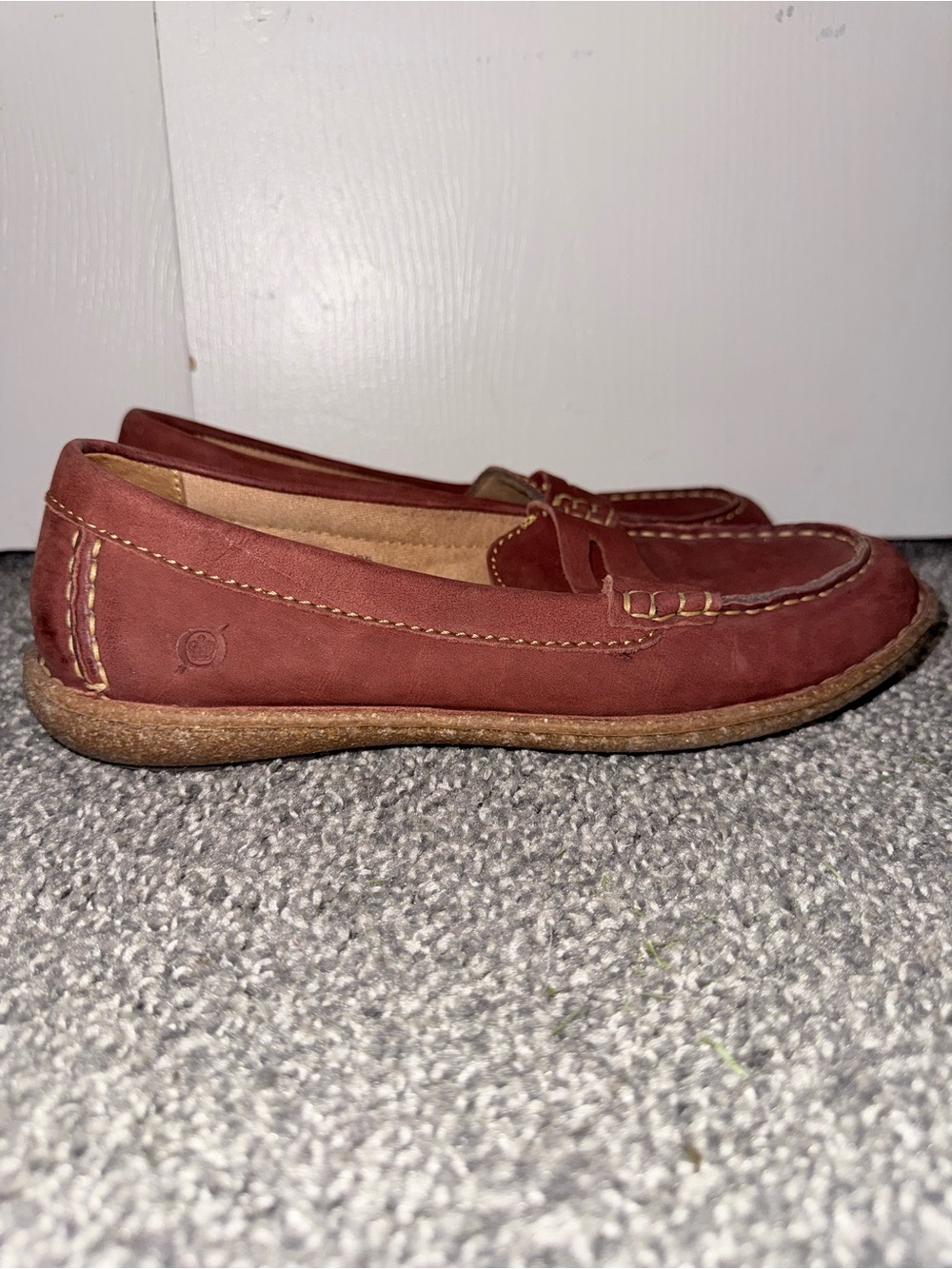 Born Nerina Womens Size 9 M/W Red Brown Leather Slip On Penny Loafer Shoes - Picture 6 of 10